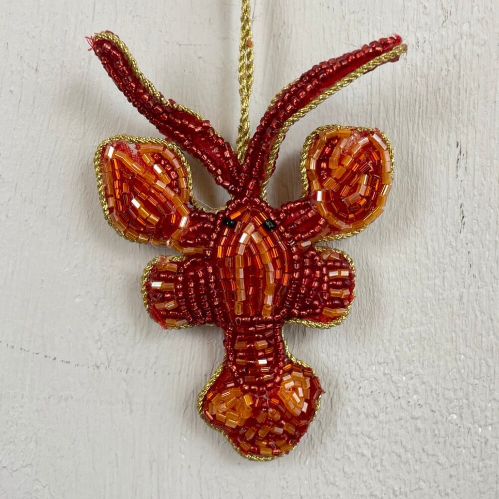 Christmas Ornament Lobster Red Shiny Sea Creature Ocean Holiday Tree Decoration